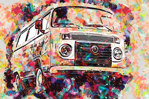 Levendig abstract busje