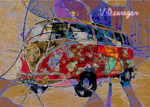 Levendige retro-busjeskunst