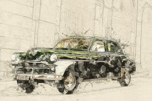 Schetsen van oldtimers door Lembayung senja studio [Vintage Poster]