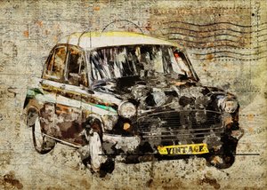 Vintage Indiase taxi door Lembayung senja studio [Vintage Poster]