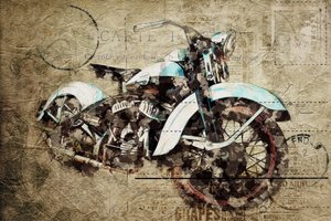 Vintage motorfiets in grungestijl