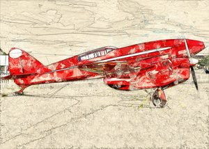Vintage rood propellervliegtuig