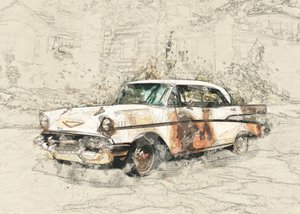 Verweerde oldtimer door Lembayung senja studio [Vintage Poster]