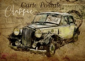 ansichtkaart met oldtimers door Lembayung senja studio [Vintage Poster]