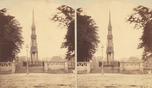 Groep van 8 vroege stereografische beelden van Britse monumenten, gedenktekens en graven, 1850s-1910s door Lennie