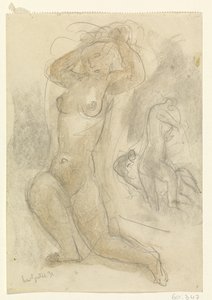 Twee geknielde naakten door Leo Gestel (signed by artist)