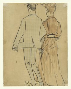 Wandelend stel door Leo Gestel (signed by artist)