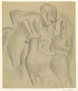 Boer met vier koeien door Leo Gestel