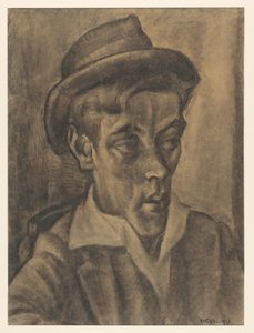Borstbeeld van man met hoed door Leo Gestel