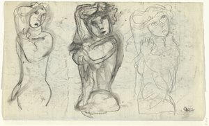 Drie naakte vrouwen door Leo Gestel