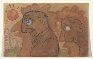Karikatuur van Leo Gestel en zijn vrouw