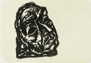 Kop van een man schuin naar rechtsboven kijkend door Leo Gestel