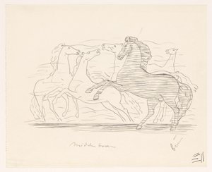 Kudde paarden door Leo Gestel