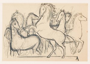 Kudde paarden door Leo Gestel