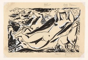 Liggende vrouw met twee paarden door Leo Gestel