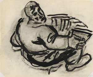 Man met accordeon door Leo Gestel