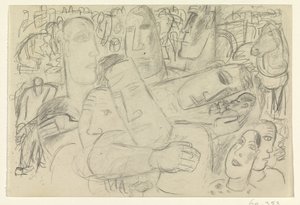 Mensen, gezichten en een paard door Leo Gestel