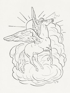 Pegasus vliegt voor een wolk (1891–1941)