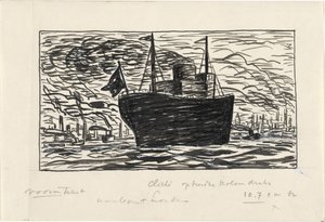Schip vaart de haven van Londen binnen door Leo Gestel