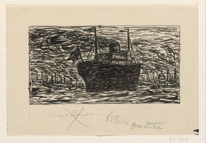 Schip vaart de haven van Londen binnen