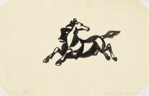 Springend paard met het hoofd naar achteren gedraaid