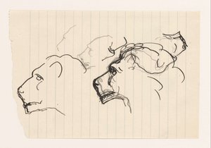 Studieblad met leeuwenkoppen door Leo Gestel