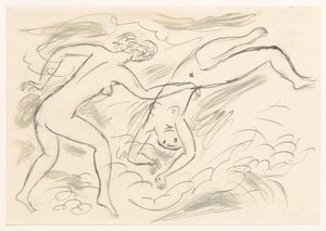 Twee naakte vrouwen, zwemmend door Leo Gestel
