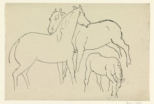 Twee paarden en een veulen door Leo Gestel