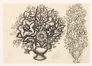 Twee vazen met bloemen door Leo Gestel