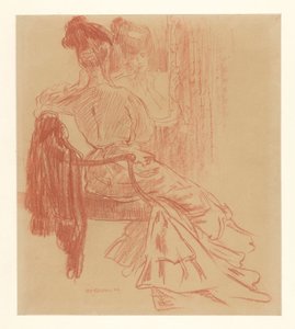 Zittende dame voor spiegel door Leo Gestel