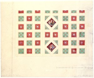 Plafondontwerp voor de Schrijfkamer van Ludwig I (1786-1868) in de Konigsbau Residentie, München, ca. 1835 door Leo von Klenze