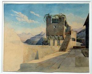Het terras van de herberg. Schilderij door Leo Von Klenze (1784-1864) door Leo von Klenze