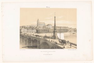 Zicht op Blois vanaf de brug door Leon Auguste Asselineau