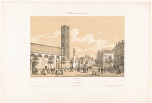 Zicht op de Place Bisson in Lorient door Leon Auguste Asselineau