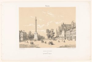 Zicht op de Place Maréchal-Foch en de Cours Saint-Pierre in Nantes door Leon Auguste Asselineau