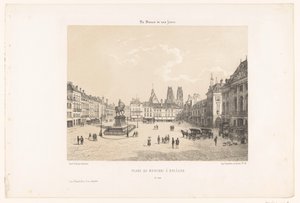 Zicht op de Place du Martroi in Orléans door Leon Auguste Asselineau