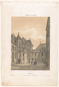 Zicht op de binnenplaats van het Palais Jacques-Coeur in Bourges door Leon Auguste Asselineau