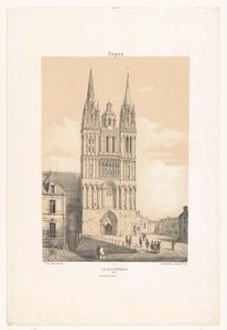 Zicht op de kathedraal van Angers door Leon Auguste Asselineau