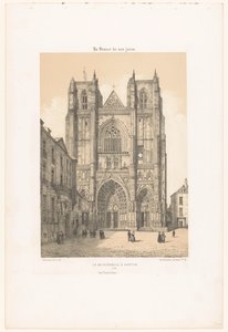 Zicht op de kathedraal van Sint-Pieter en Sint-Paulus in Nantes door Leon Auguste Asselineau