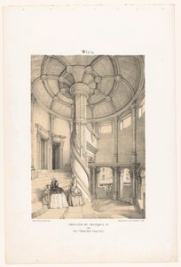 Zicht op de spiraalvormige trap van koning Frans I in het kasteel van Blois