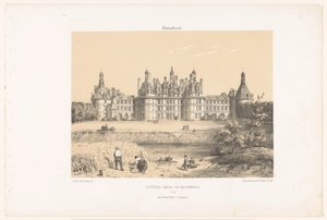 Zicht op het kasteel van Chambord aan de Loire door Leon Auguste Asselineau