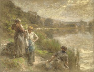 Oogster die uit een Fles Drinkt, of Dorst door Leon Augustin Lhermitte