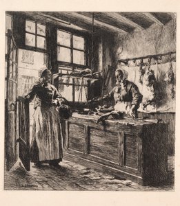 Interieur van een slagerij door Leon Augustin Lhermitte