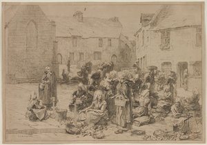 De Appelmarkt in Landerneau, 1878 door Leon Augustin Lhermitte