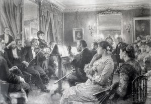 Het kwartet of De muzikale avond bij het huis van Amaury Duval, 1881 door Leon Augustin Lhermitte