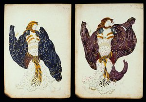 Een Paar Kostuumontwerpen voor Vrouwelijke Dansers uit "Juive" door Leon Bakst