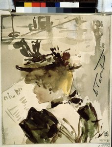 Een vrouw die leest door Leon Bakst