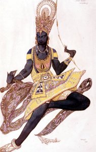 Kostuum van Vaslav Nijinsky of Nijinsky (1889-1950) gemaakt door Leo Bakst voor The Blue God door Reynaldo Hahn (1875 - 1947) door Leon Bakst