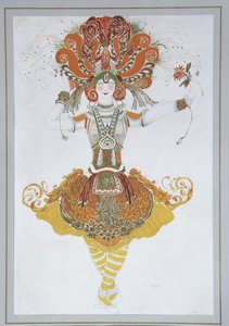 Kostuumontwerp voor Tamara Karsavina in het ballet De Vuurvogel L