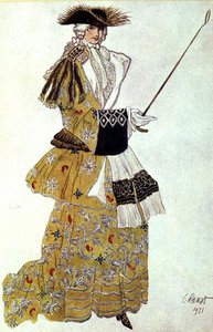 Kostuumontwerp voor De Barones Jagen, uit Doornroosje door Leon Bakst
